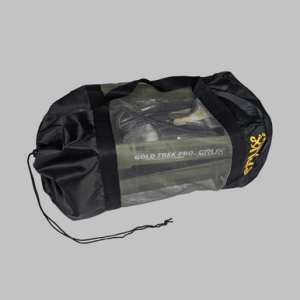 Gold Trek Pro Gen 5 Army Green packed inside its Crux Prospecting mesh carry bag