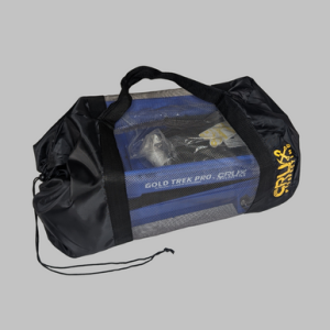 Gold Trek Pro Gen 5 Deep Blue packed inside its Crux Prospecting mesh carry bag