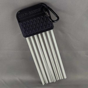 Black CRUX Original Gold Brush with long white bristles for gold prospecting bedrock cleaning.